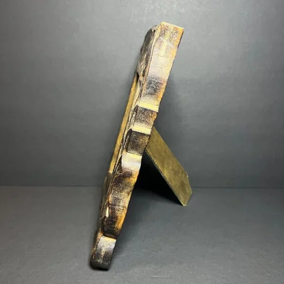 VTG Rustic Hand Carved Wooden Ornate Standing Picture Frame - Fits 6 x 4" Photo - Picture 4 of 7